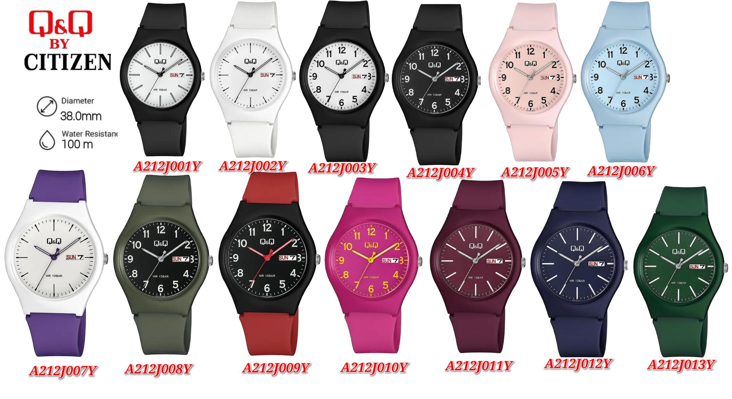 Q&Q Japan by Citizen Unisex Resin Analogue Watch A212 | Shopee Malaysia