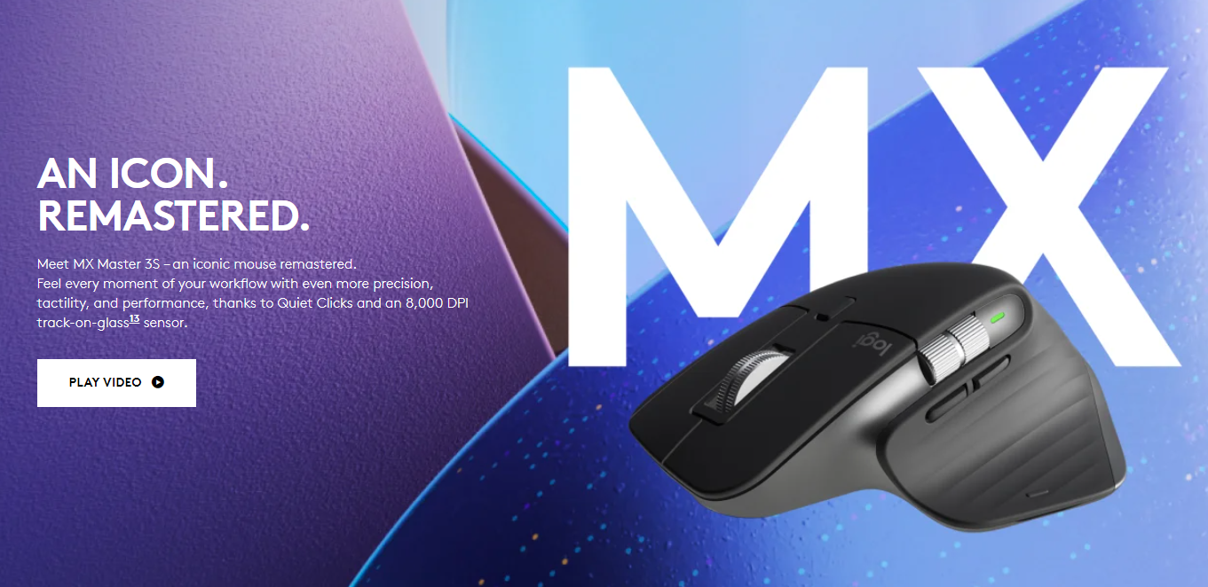 LOGITECH MX MASTER 3S WIRELESS MOUSE WITH QUIET CLICKS / 8000DPI / 7 ...