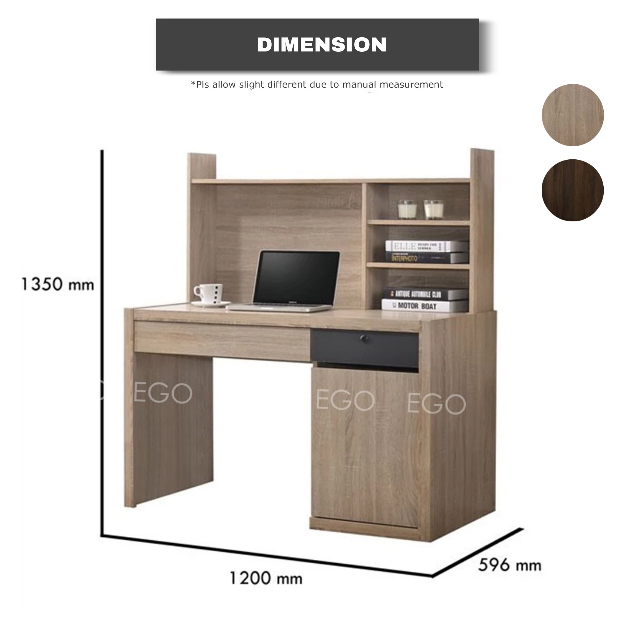 EGO SHOP 4 ft Study Table Study Desk Writing Table Meja Belajar Self ...