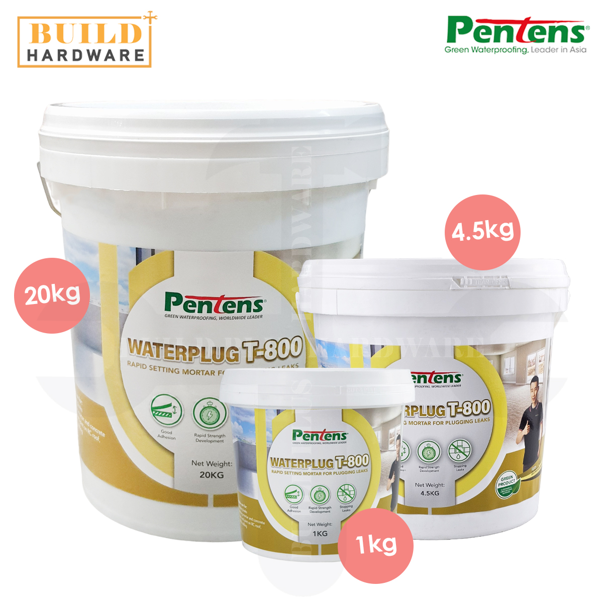 PENTENS WATERPLUG T-800 1kg / 4.5kg | Rapid Setting Mortar for Plugging ...
