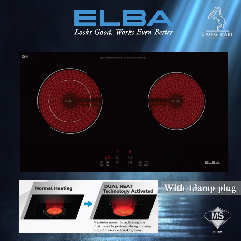 ELBA Dapur Elektrik Kaca Built-in Ceramic Hob Glass ECH-Q7032ST(BK ...