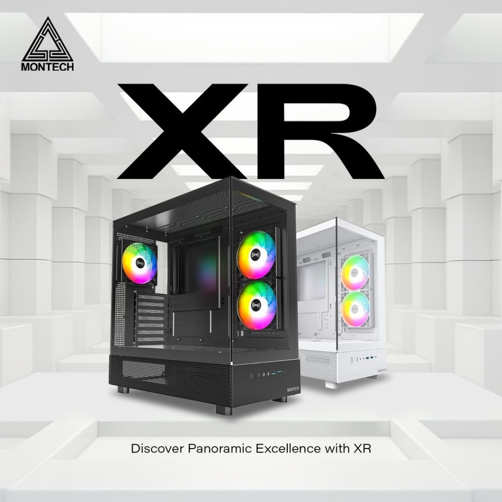 MONTECH XR ATX DESKTOP PC CASE / CASING WITH 3*120mm ARGB FAN - ( BLACK ...