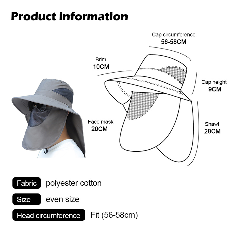 Outdoor Sun Hat For Men Women UPF 50 Fishing UV Hat With Neck Flap - View #5