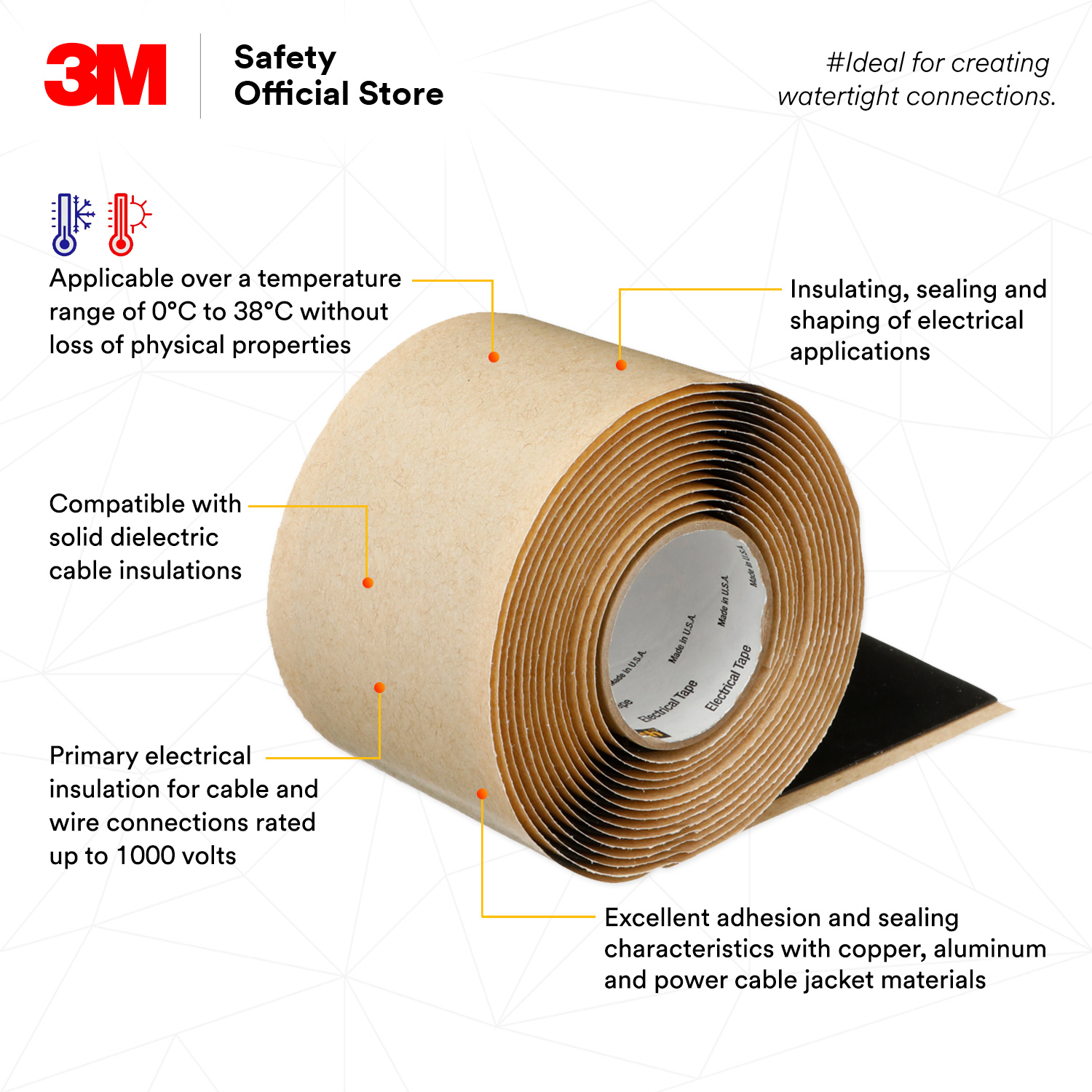 3M™ Scotch® Rubber Mastic Tape 2228/ Rubber Electrical Tape/ 2 in x 10 ...