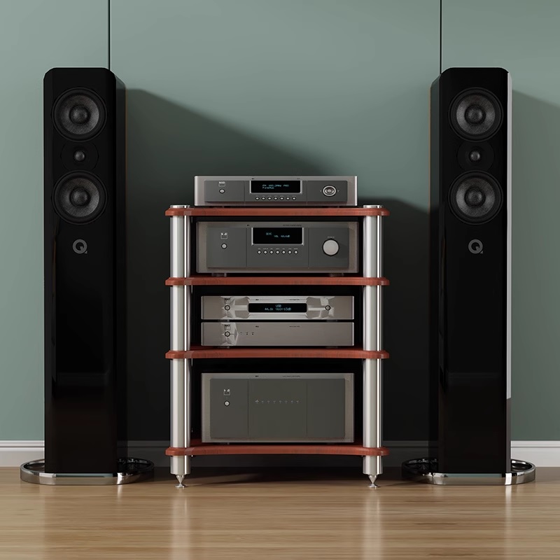 HiFi Rack AV Shelf TV Stand with MDF Media Storage Shelves Power ...