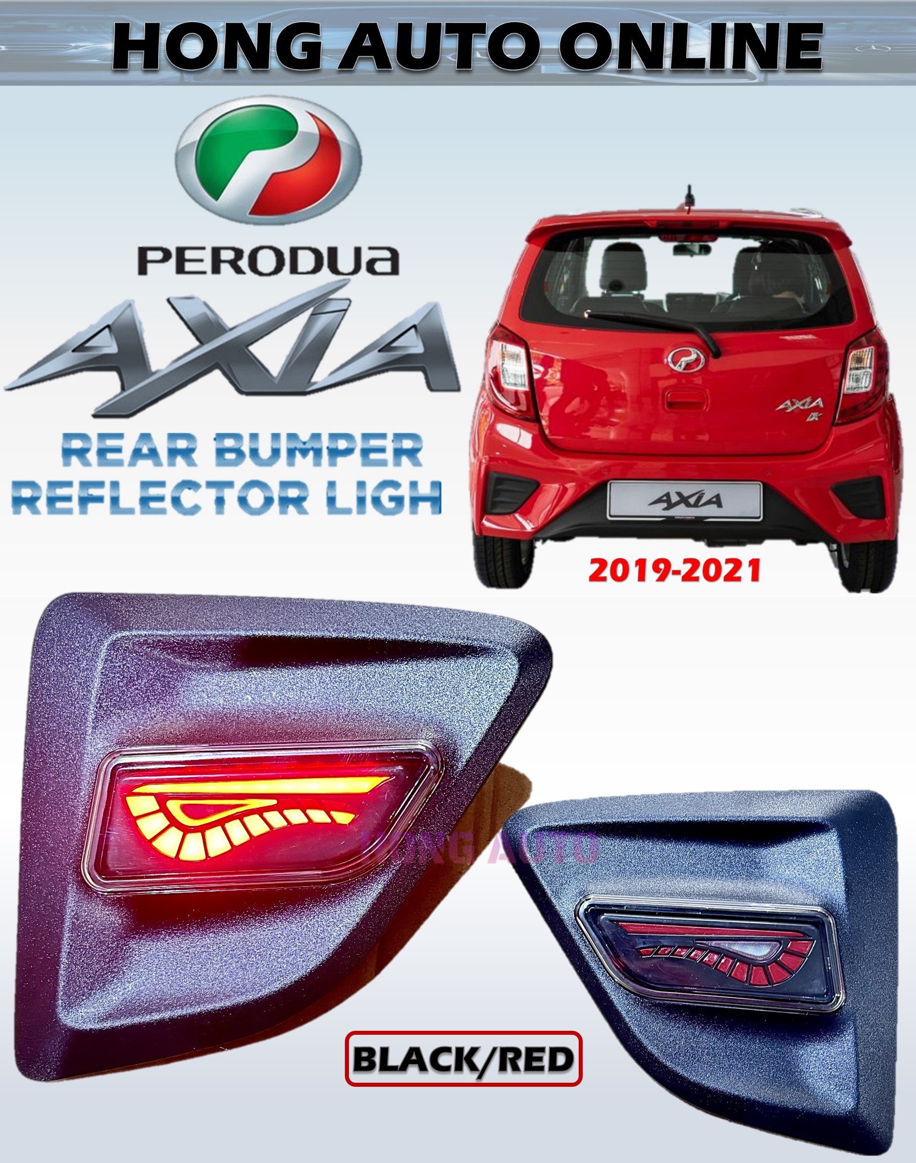 Perodua Axia 2019 New Latest Rear Bumper Reflector with Runing Light ...