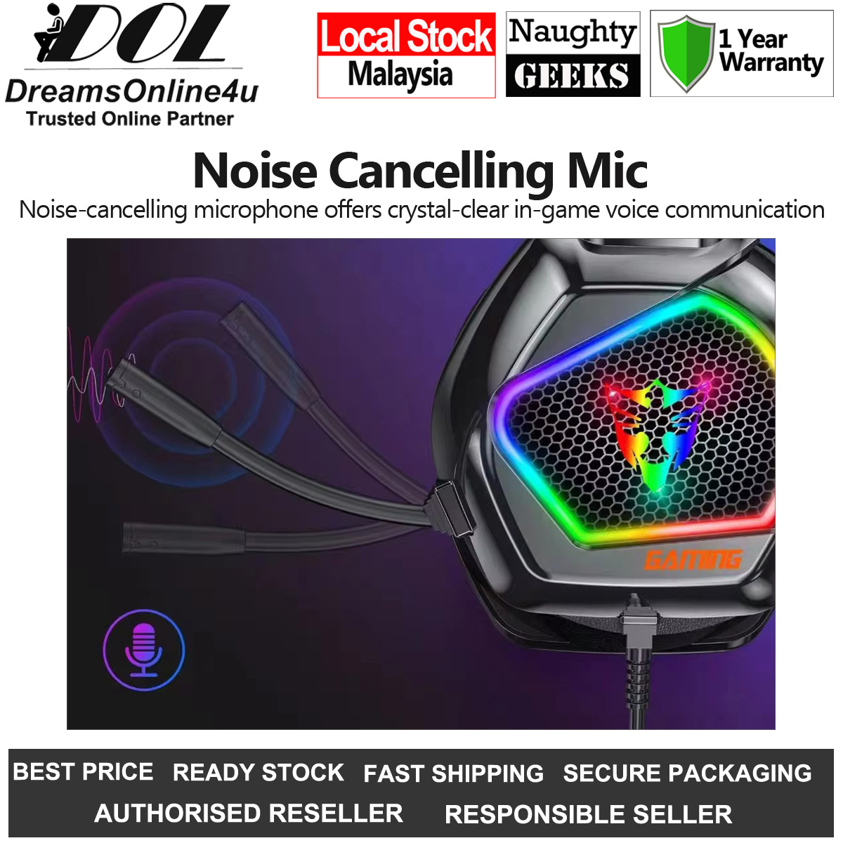 Naughty GEEKS G607 G608 USB Virtual 7.1-Ch Surround Sound 50mm Speaker ...