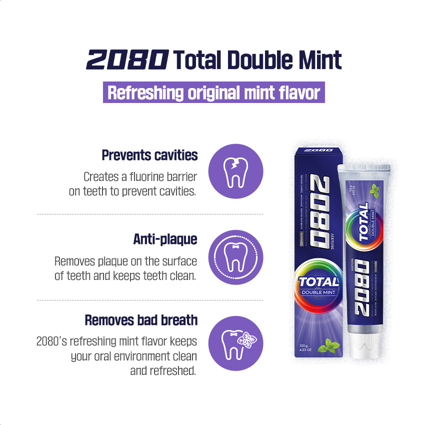 2080 Dental Clinic Cavity Protection Toothpaste - Double Mint + Vitamin ...
