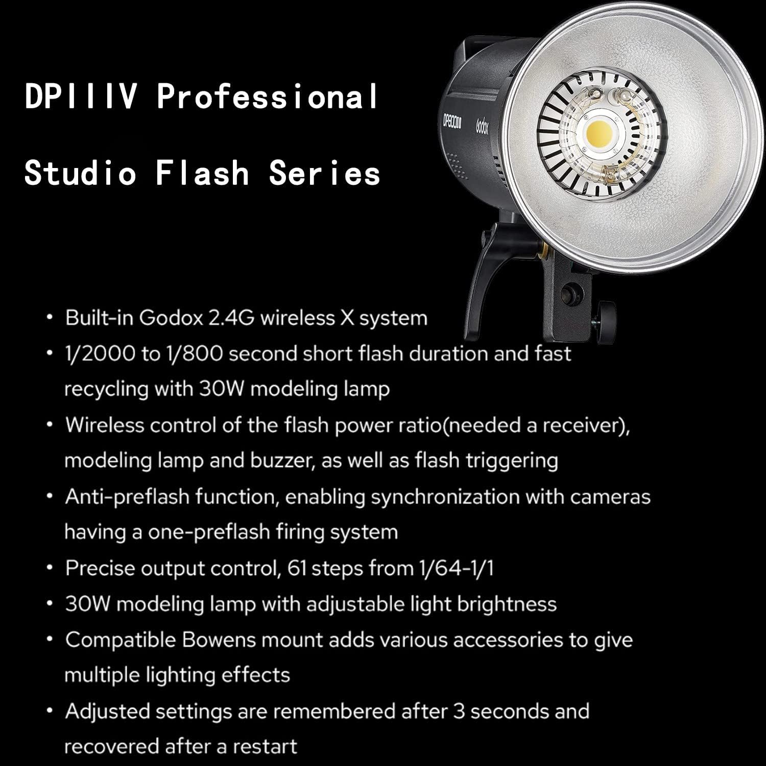 Godox DP400III-V Professional Studio Flash with LED Modeling Lamp with ...