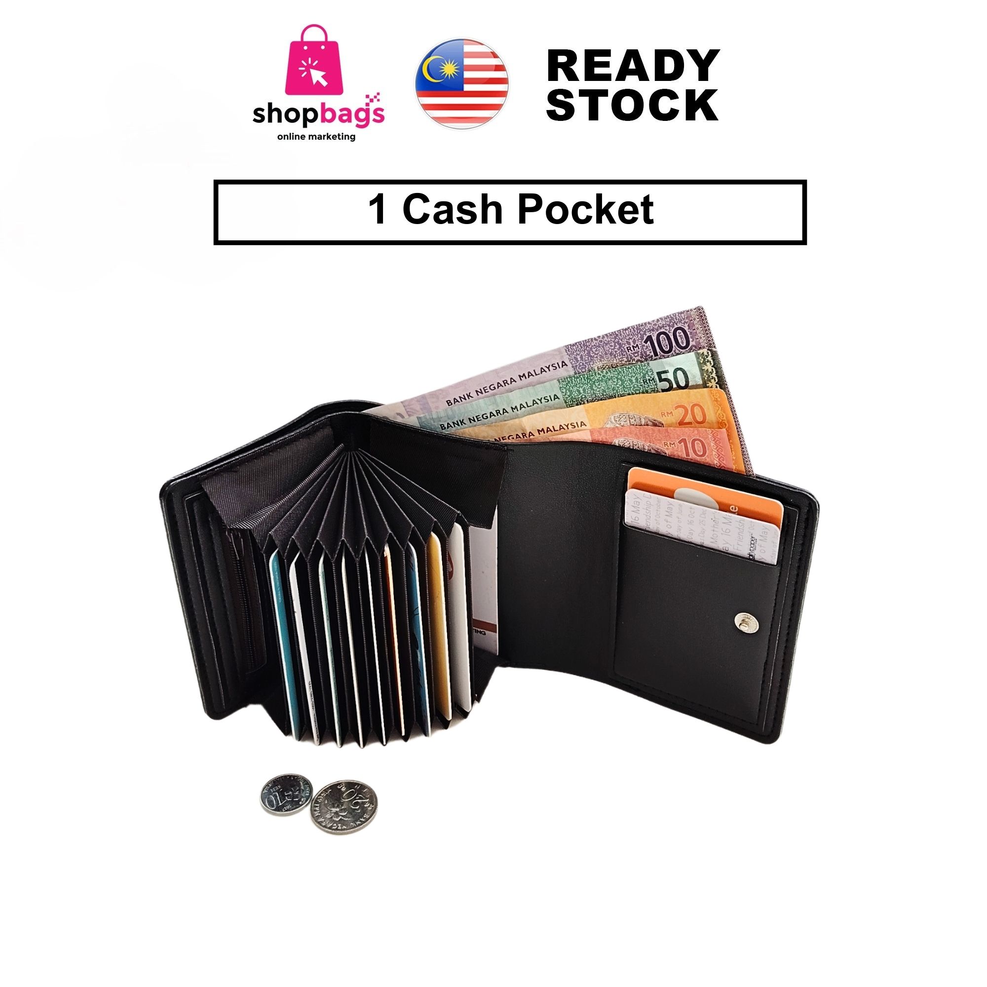 KASHVAU Card Holder Lelaki Besar 15 Kad Dompet Lelaki Slim Wallet ...