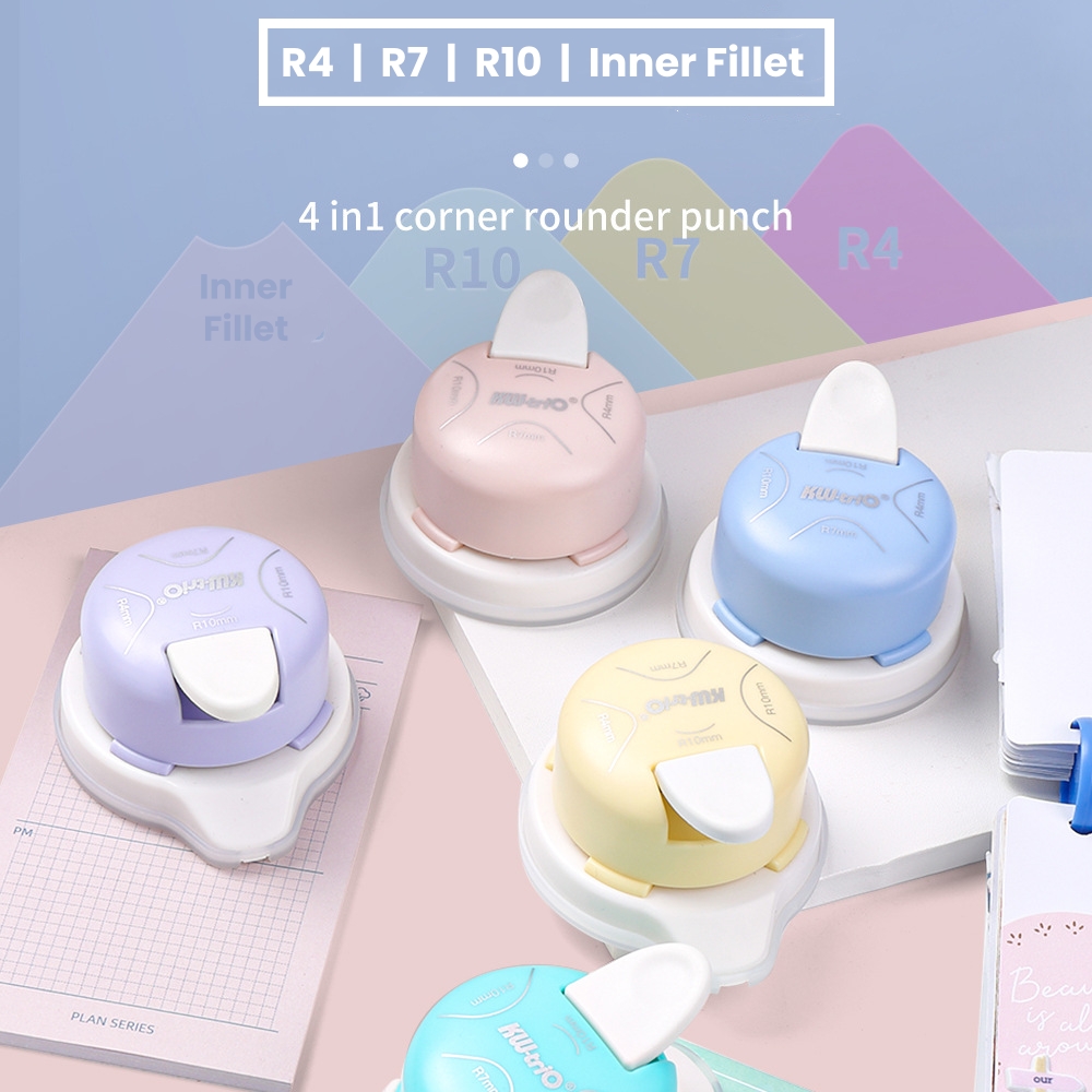 4-In-1 R4 R7 R10 Inner Fillet Corner Rounder Puncher Round Edge Paper ...