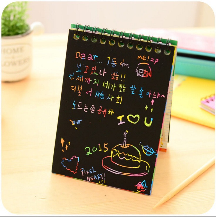 DIY Paper Craft Art Rainbow Scratch Notebook Kids Educational Magic ...