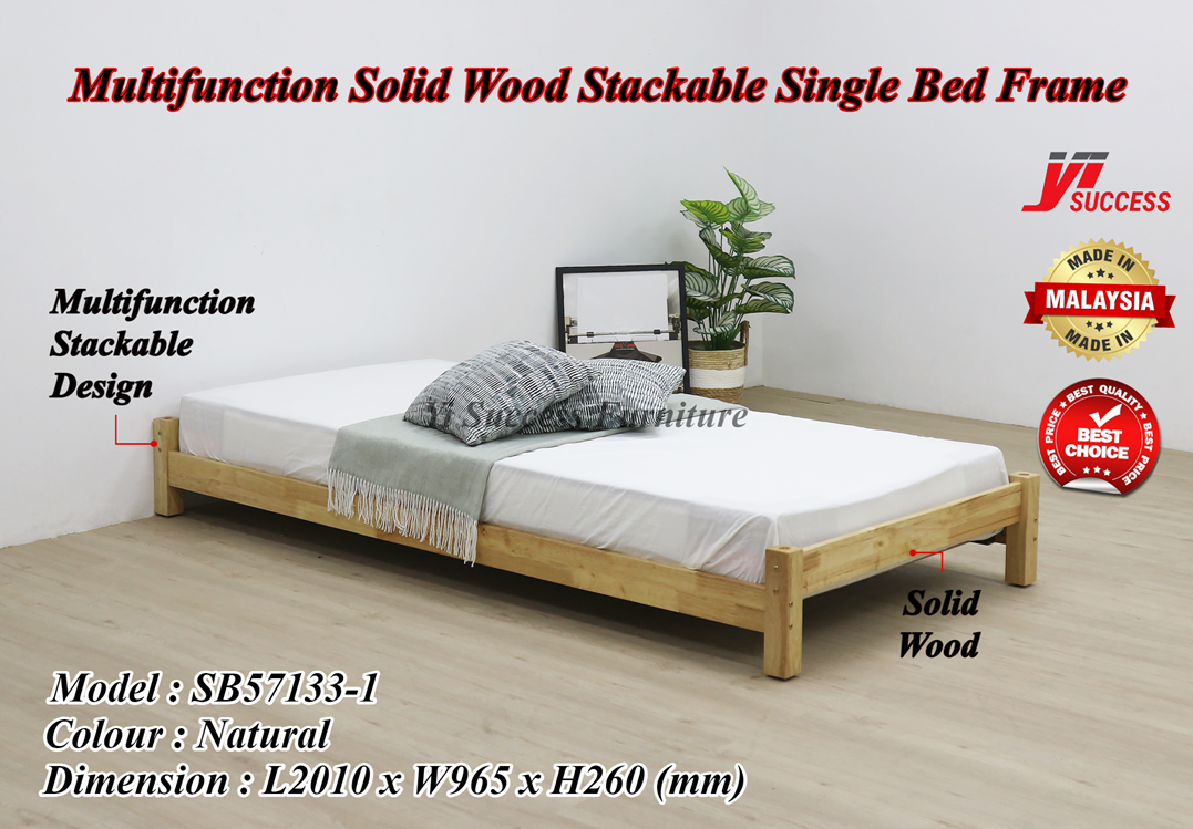 Yi Success Full Solid Stackable Wooden Single Bed Frame / Multifunction ...