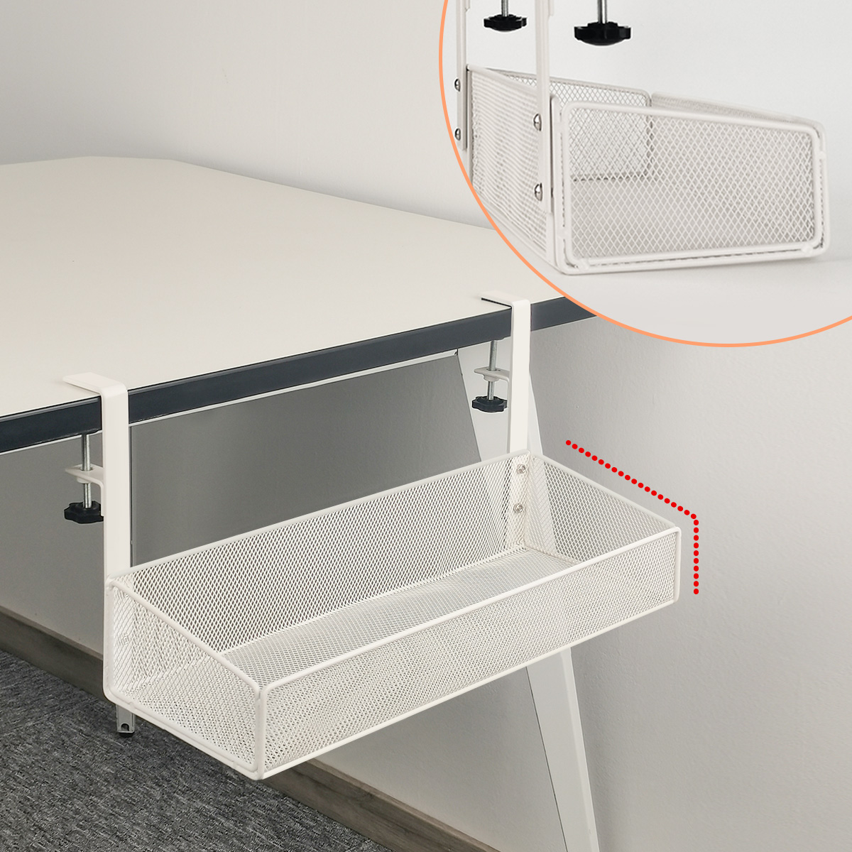 NoDrill Under Desk Cable Management Tray Wire Organizers Adjustable