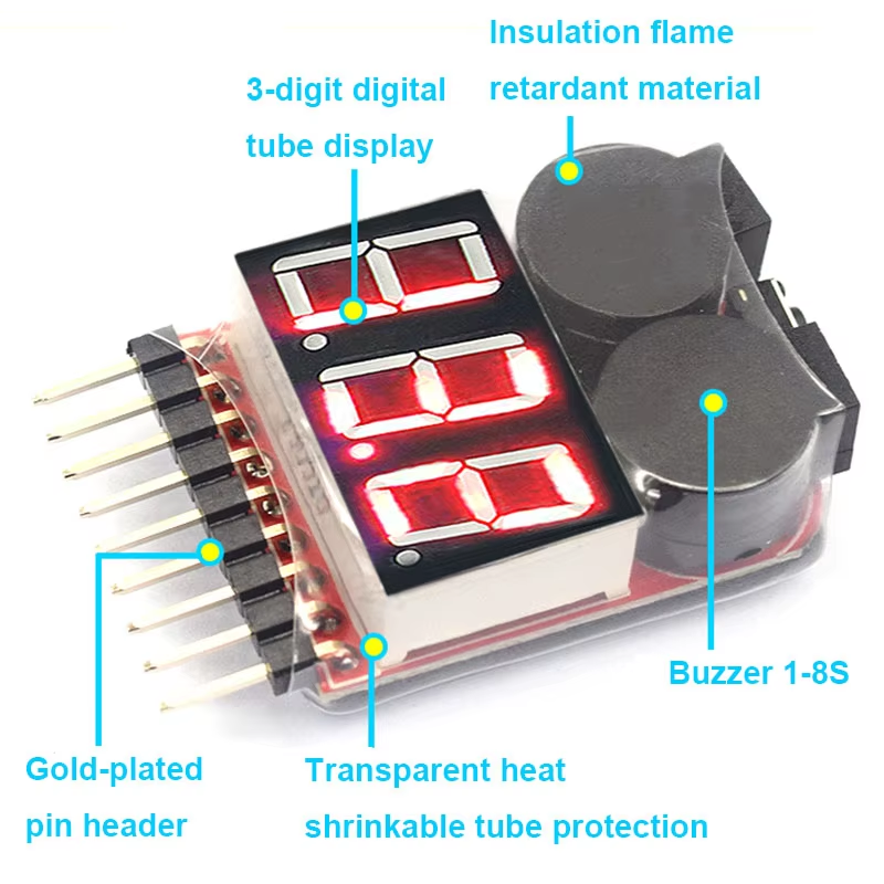 Bms 10s Tester Batteria Lipo Li-ion 2-6S 1-8S - Monitor Tensione Con Allarme Buzzer Tester Per Batterie RC - Foto 6