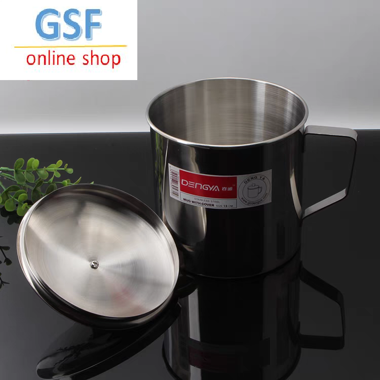 DENGYA Stainless Steel Mug with Lid Coffee Cup with Cover Handle /Cawan ...