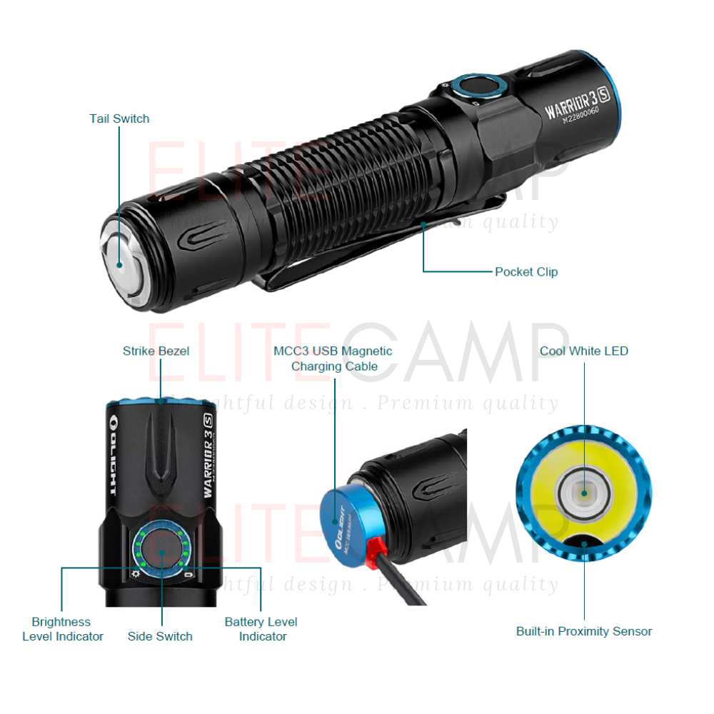 Olight Warrior 3S Tactical Flashlight with Proximity Sensor ...