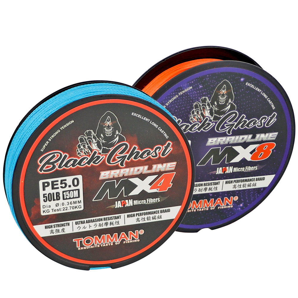 (PE1.0-PE6.0/10LB-60LB) Tomman Black Ghost MX4 MX8 Braided Fishing Line ...