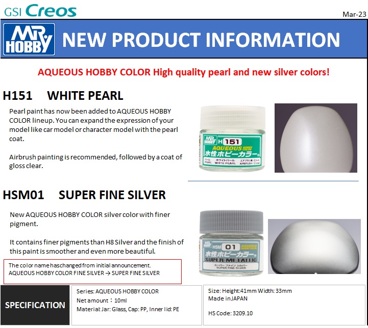 Mr.Hobby Mr Color Aqueous Hobby Color H151 White Pearl Gundam Color ...