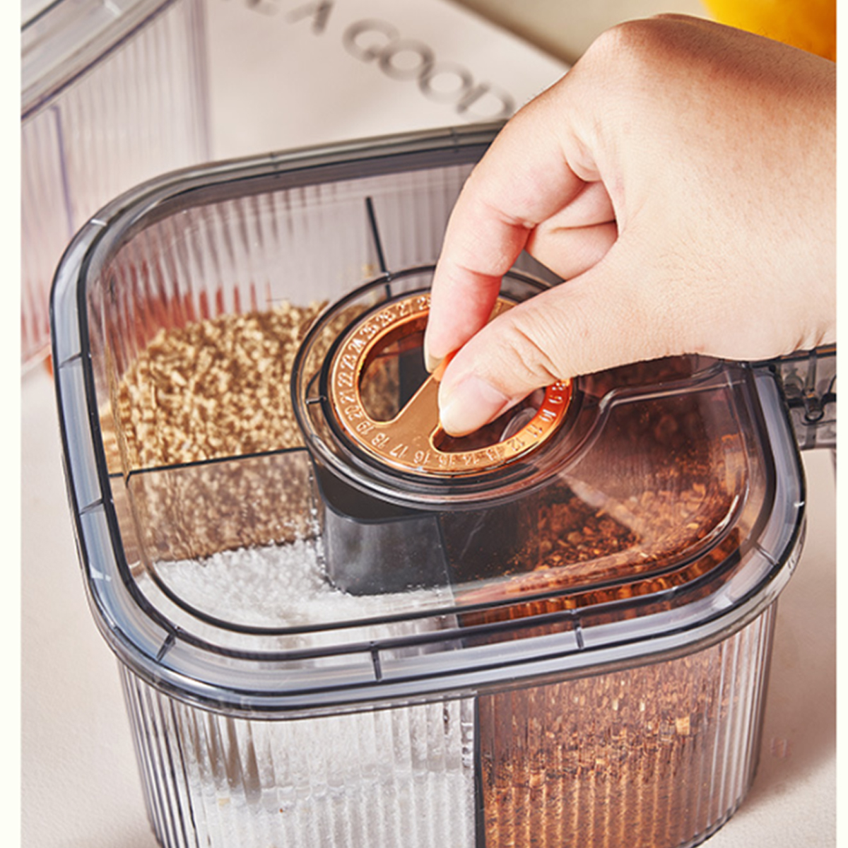 4 Compartment Spice Jar Seasoning Box with Pressing Lid Seasoning ...