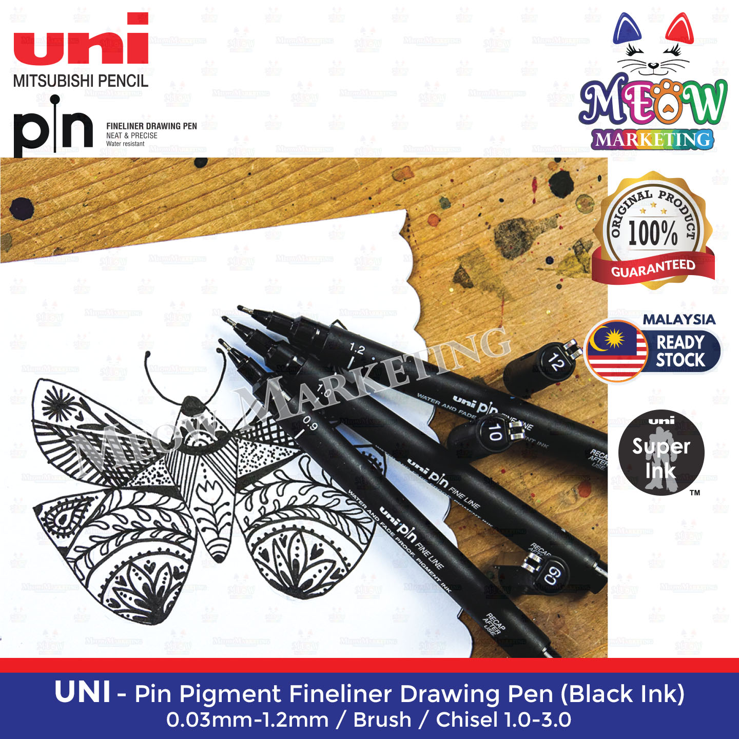 Uni Pin Pigment Ink Fine Liner Drawing Pen / Technical Drawing Pen ...