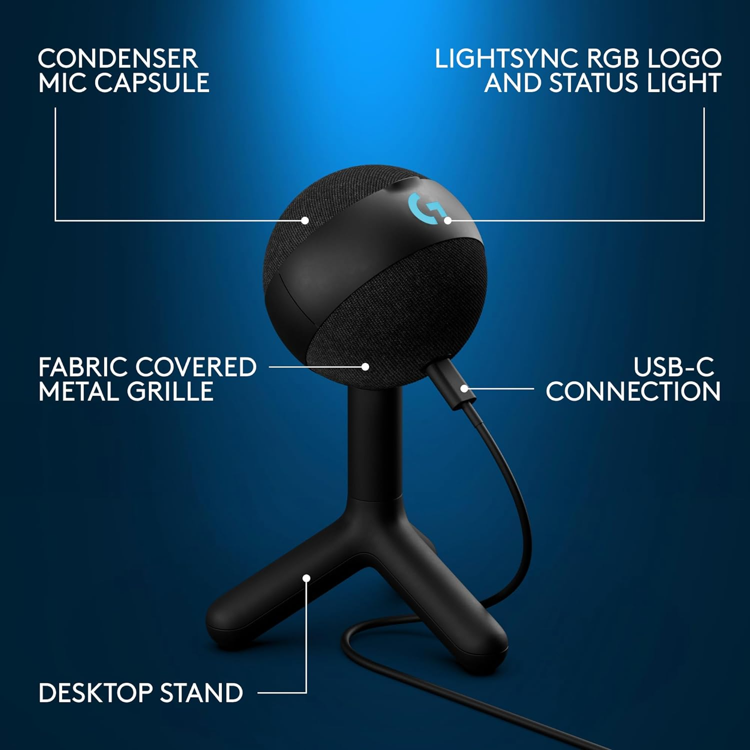 LOGITECH G YETI ORB CONDENSER RGB GAMING MICROPHONE WITH LIGHTSYNC,USB ...