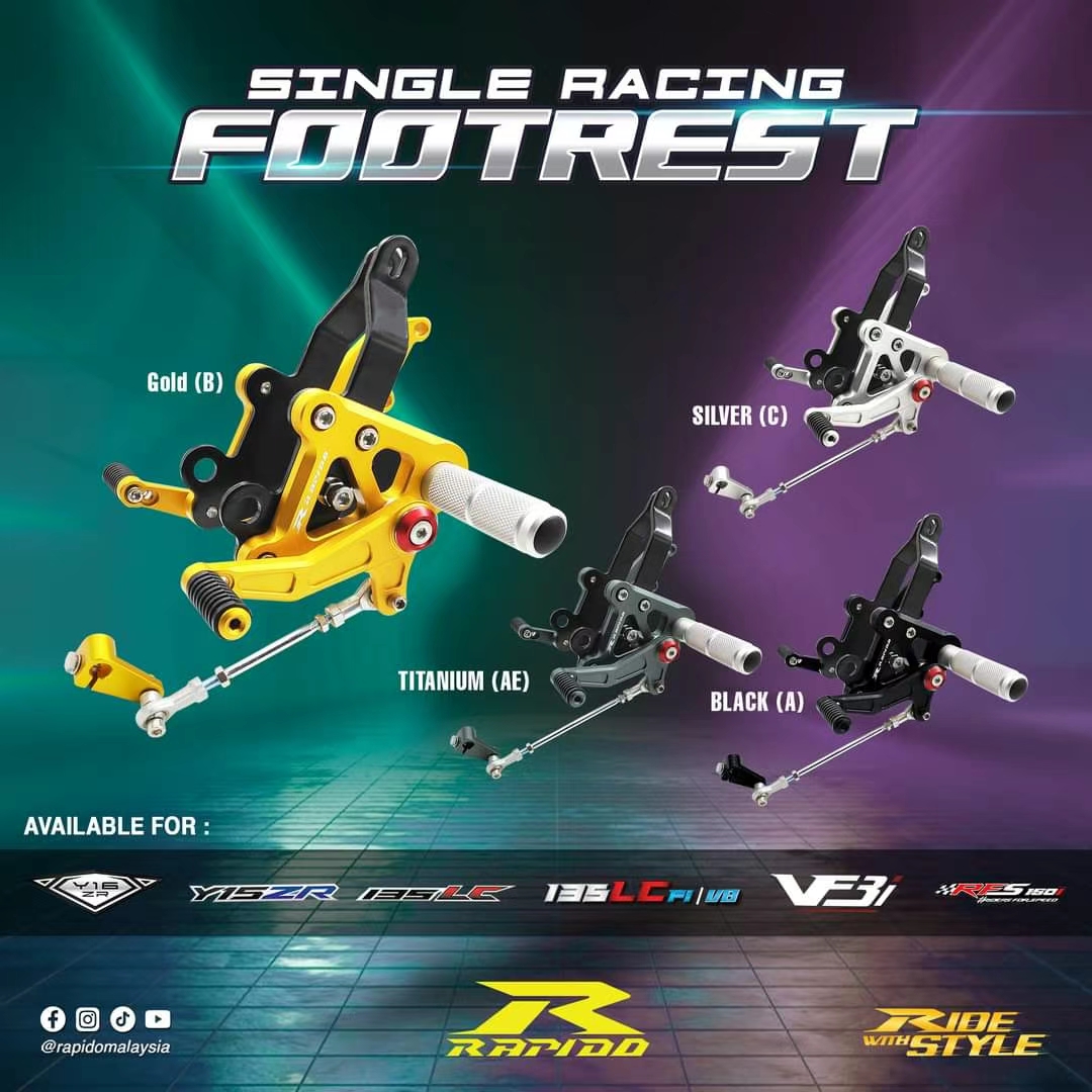 Single Footrest / Racing Footrest RAPIDO Yamaha LC135 + Side Stand ...