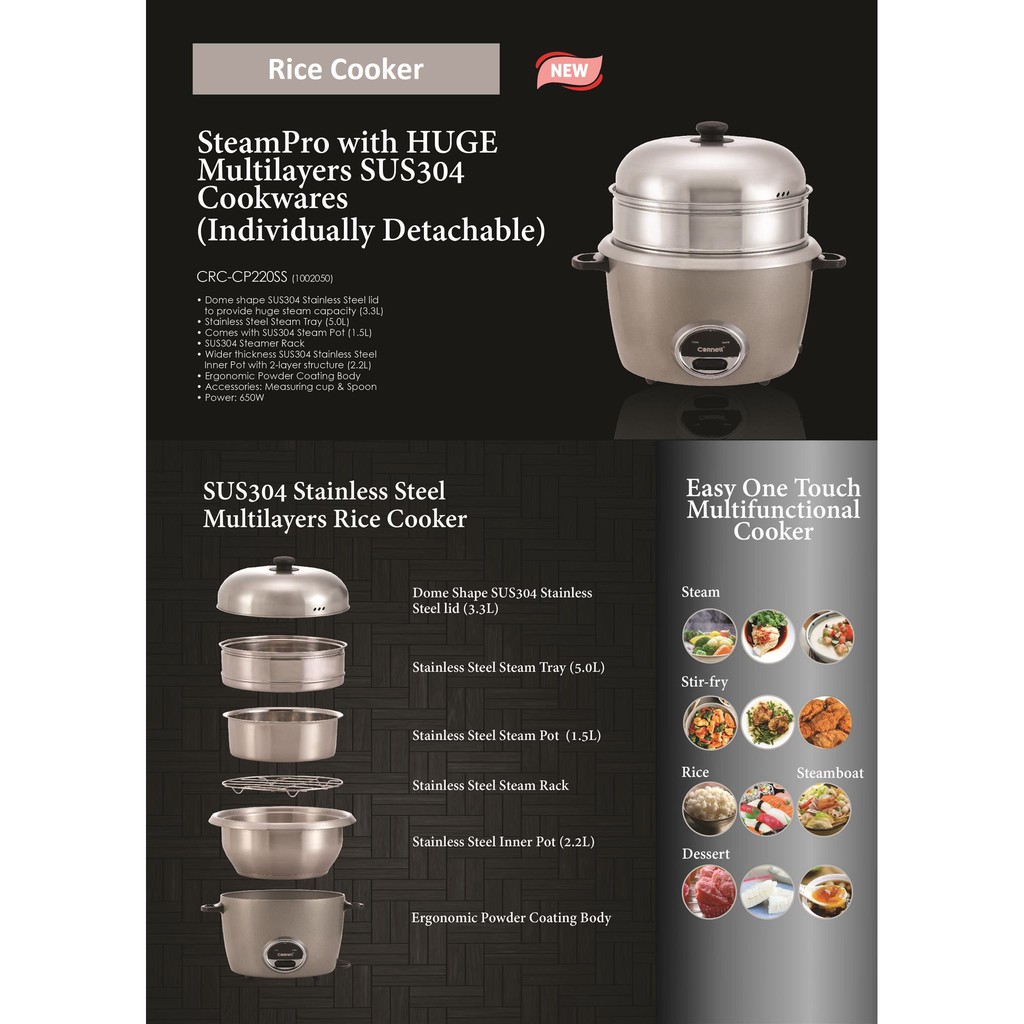 Cornell SteamPro Rice Cooker Steamer with Huge Multilayers Cookware (2 ...