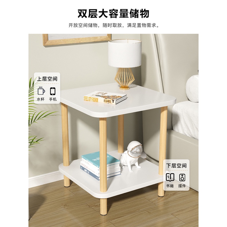 SUMAIRU Side Table Double Layer Small Square Table Sofa Coffee Table ...