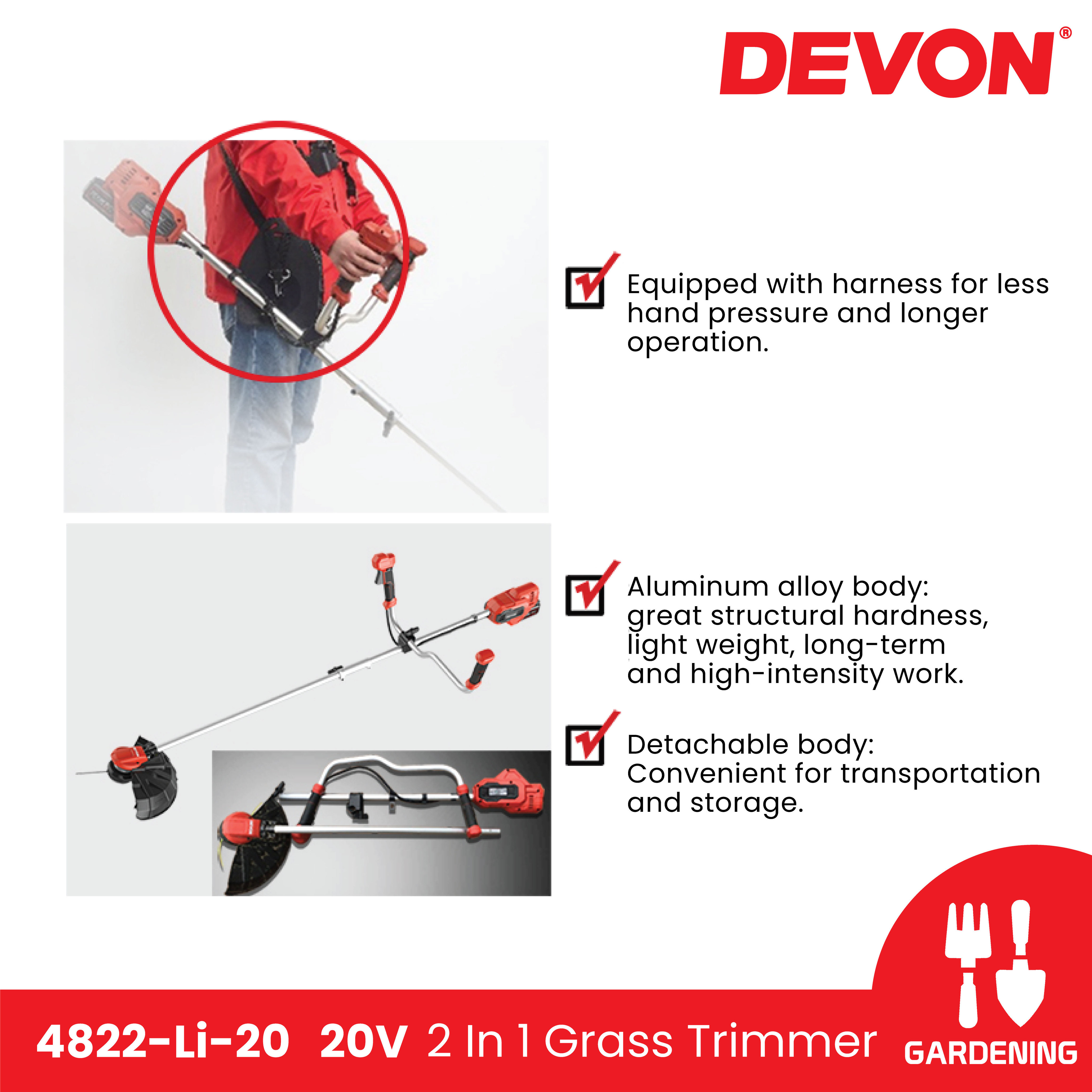 DEVON 4822-Li-20 20V Electric Lithium-Ion Brushless Cordless Line ...