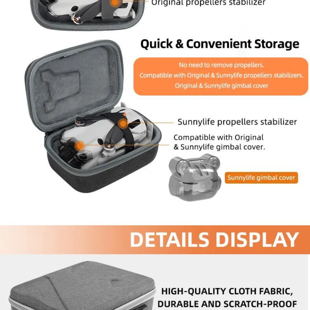 Sunnylife DJI MINI 4 PRO Carrying Case Combo Bag Hard Travel Case Large