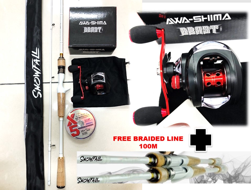 SKYGITZ MALAYSIA SNOW FALL WHITE 10-20LB casting ROD combo AWA-SHIMA ...