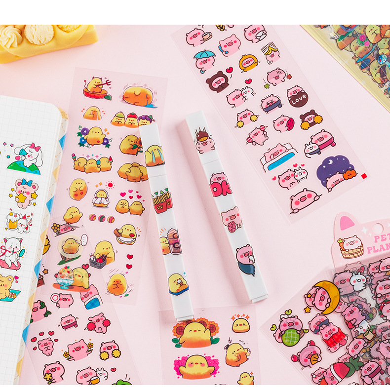 Whitespace 10pcs Cute Animal Planet Sticker Pack Transparent Waterproof ...