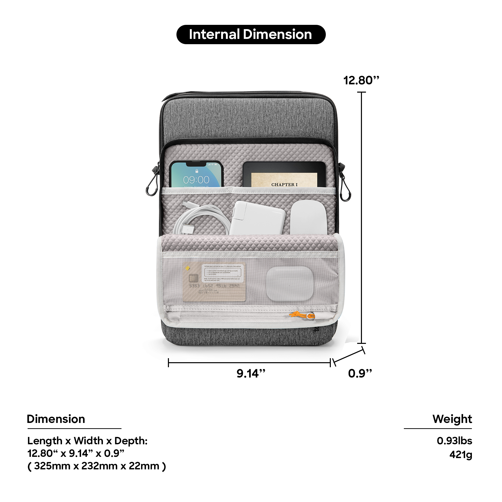 tomtoc 14 Inch Urban Laptop Shoulder Sling Bag iPad Pro 12.9