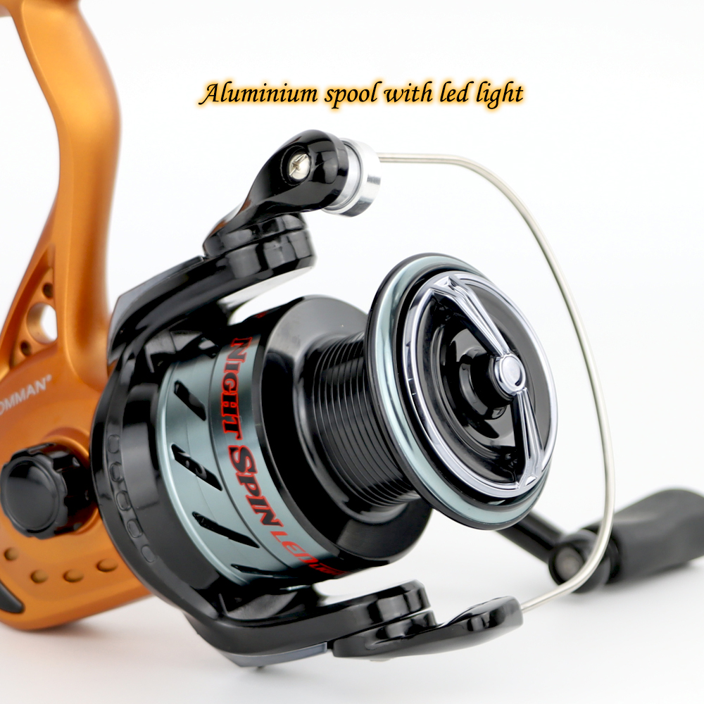 3kg-10kg) Tomman Night Spin 3BB Spinning Fishing Reel Spool LED