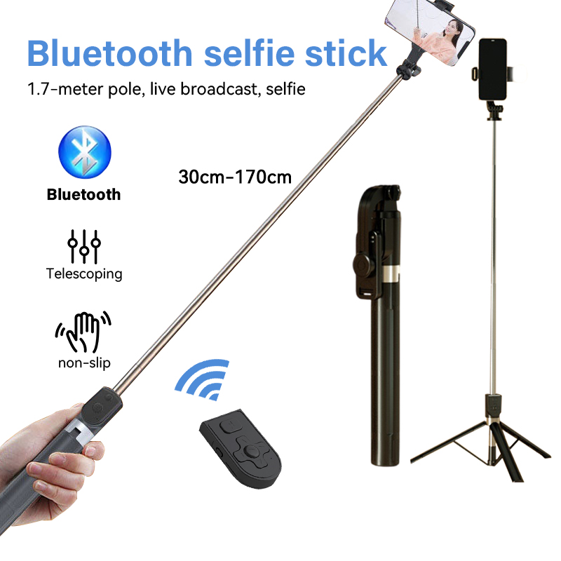 🔥1.7m Bluetooth Selfie Stick Mobile Phone Stand 360° Rotating Tripod ...