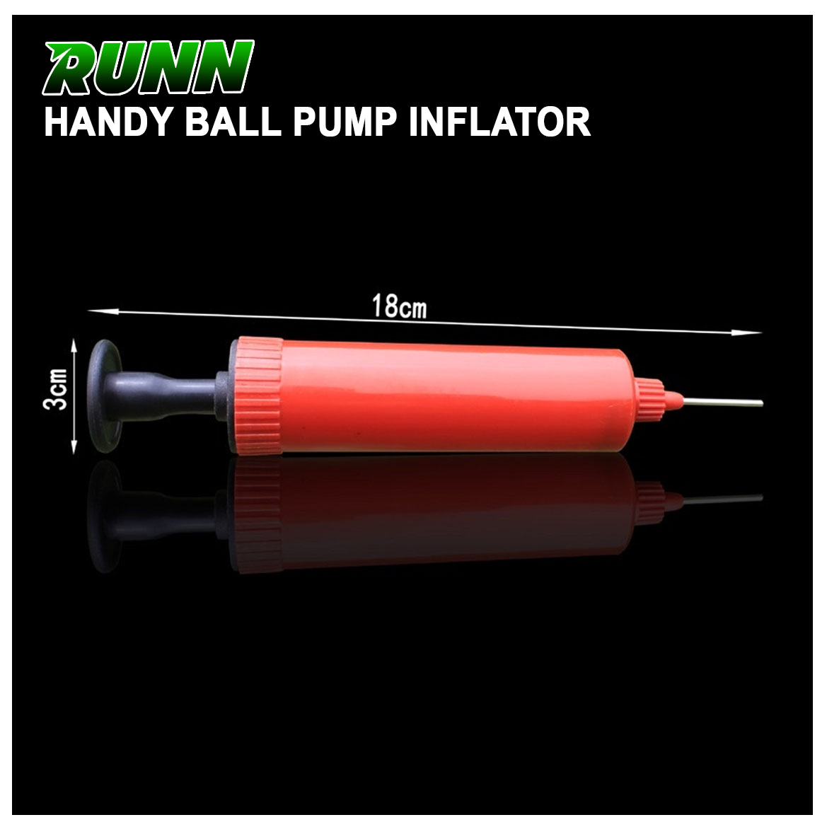 RUNN Handy Ball Pump Inflator with Needle Jarum pam bola Football ...