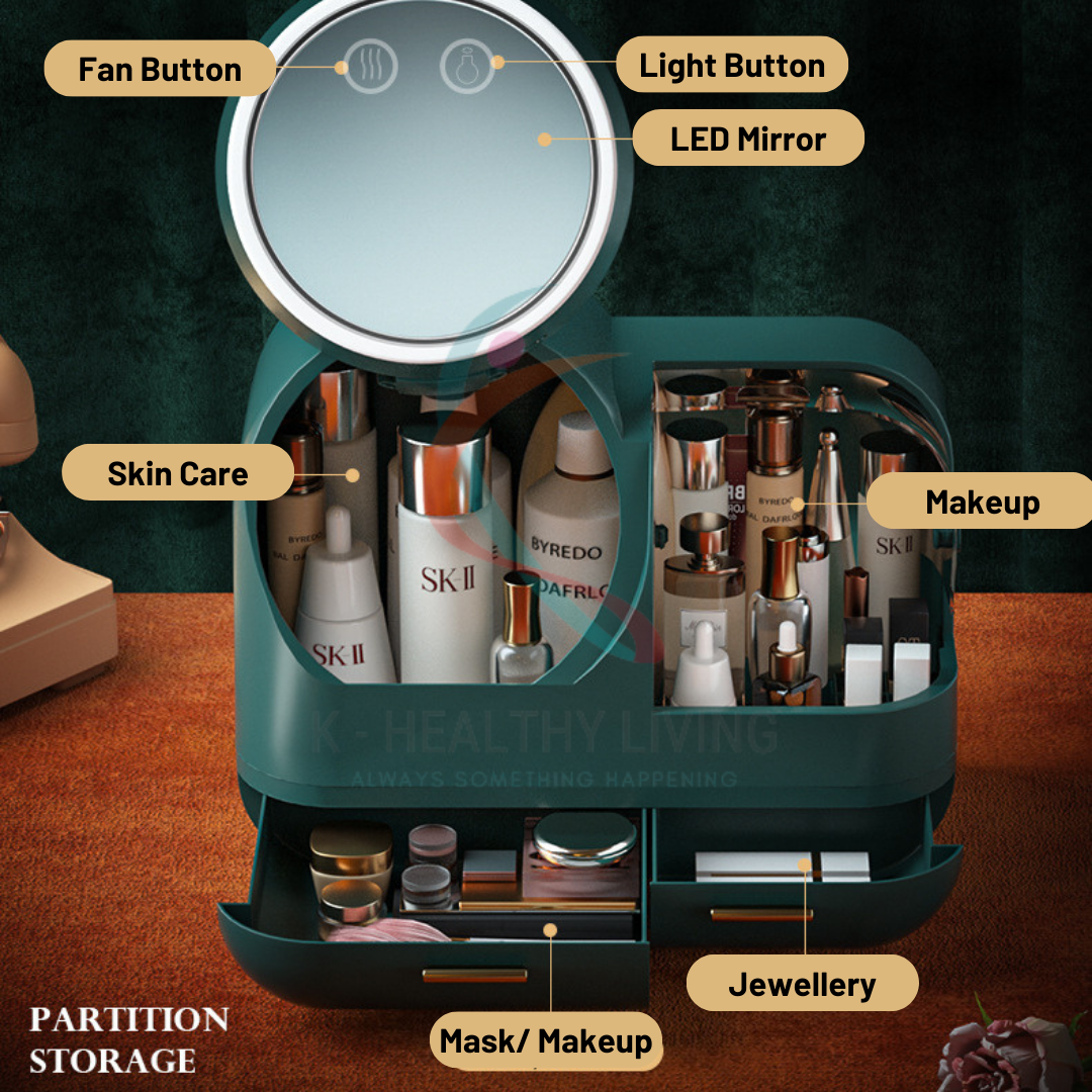 【READY STOCK】LED Modern Cosmetic Box Jewelry Lipstick Skin Care Make up ...