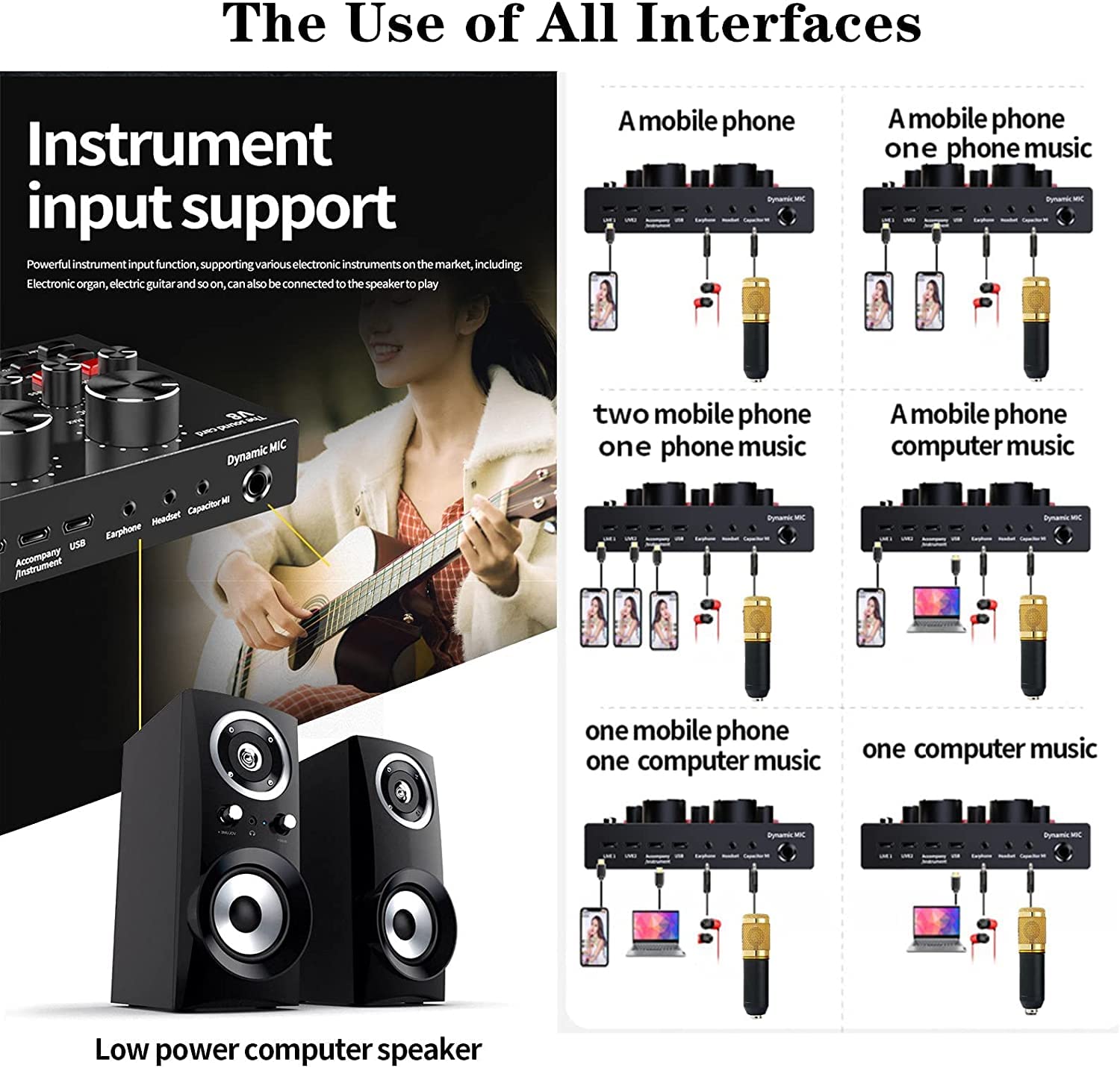 Condenser Microphone Set V8 V8S F998 Sound Card Audio Interface Mic for ...