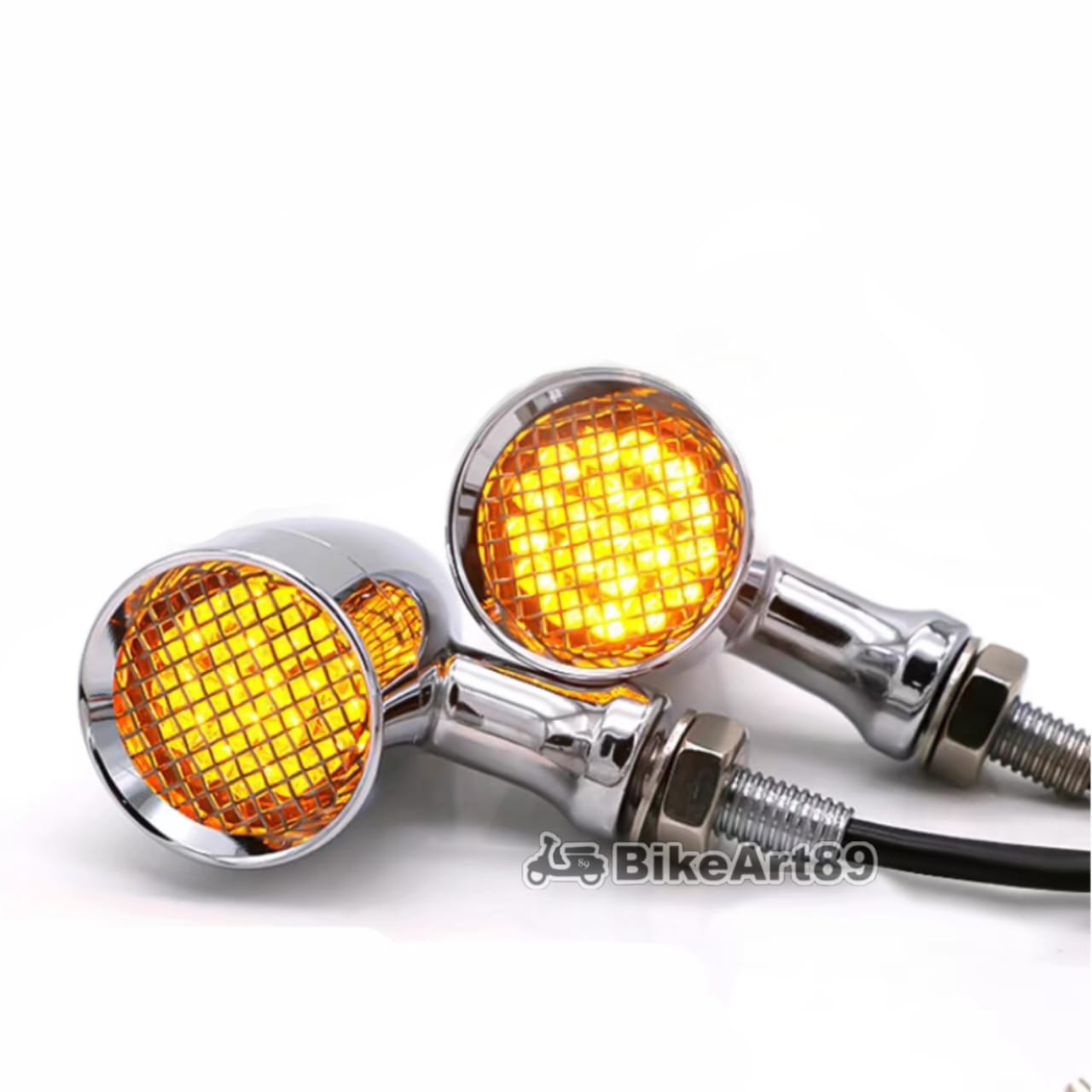 Motorcycle Turn Signal Chopper Steel Chrome Matt Black Harley Racer Led ...