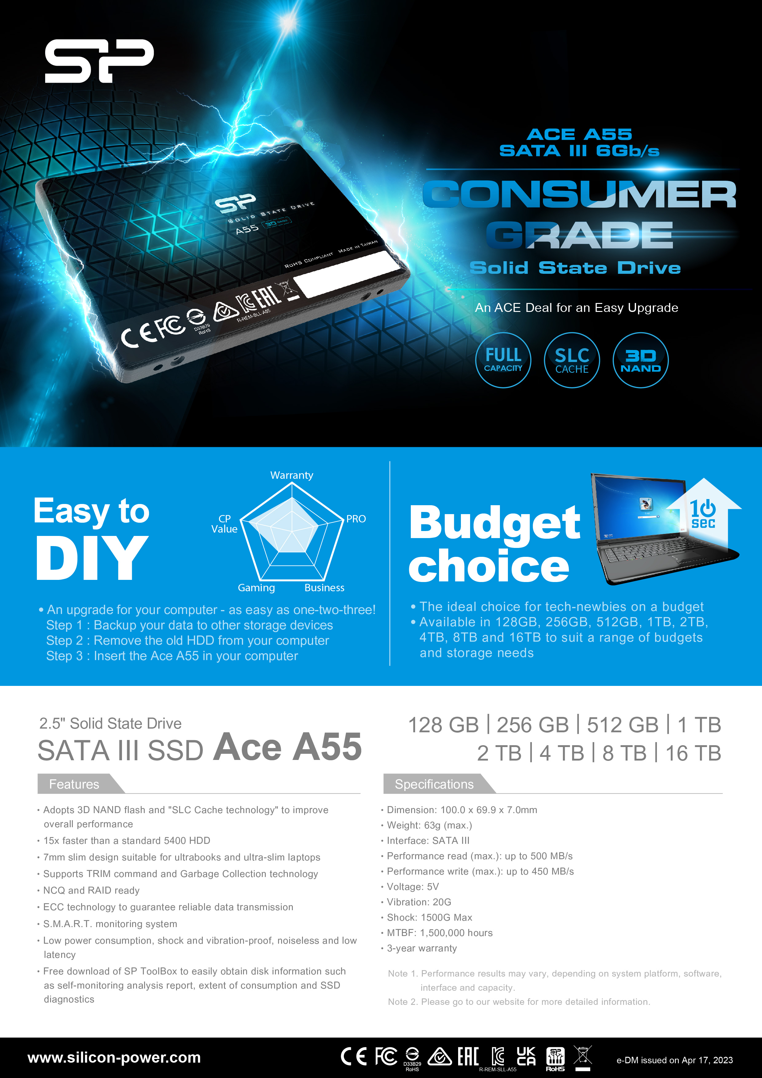 Silicon power 256gb hot sale ssd 3d nand a55