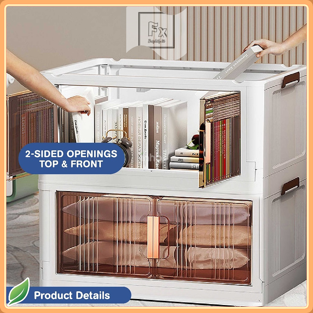 3/5 Layers Foldable Storage Cabinet 2 Doors Storage Box Multipurpose ...