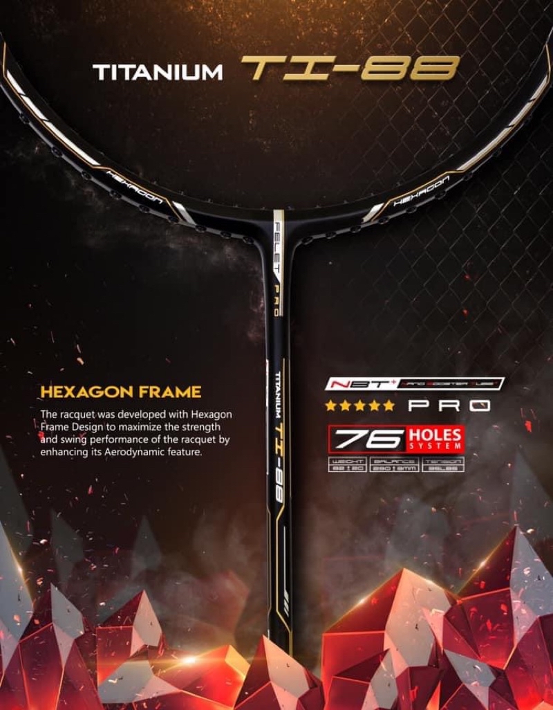 FELET Titanium 88 TI-88 Titanium 3U & 4U Professional Badminton Racket ...