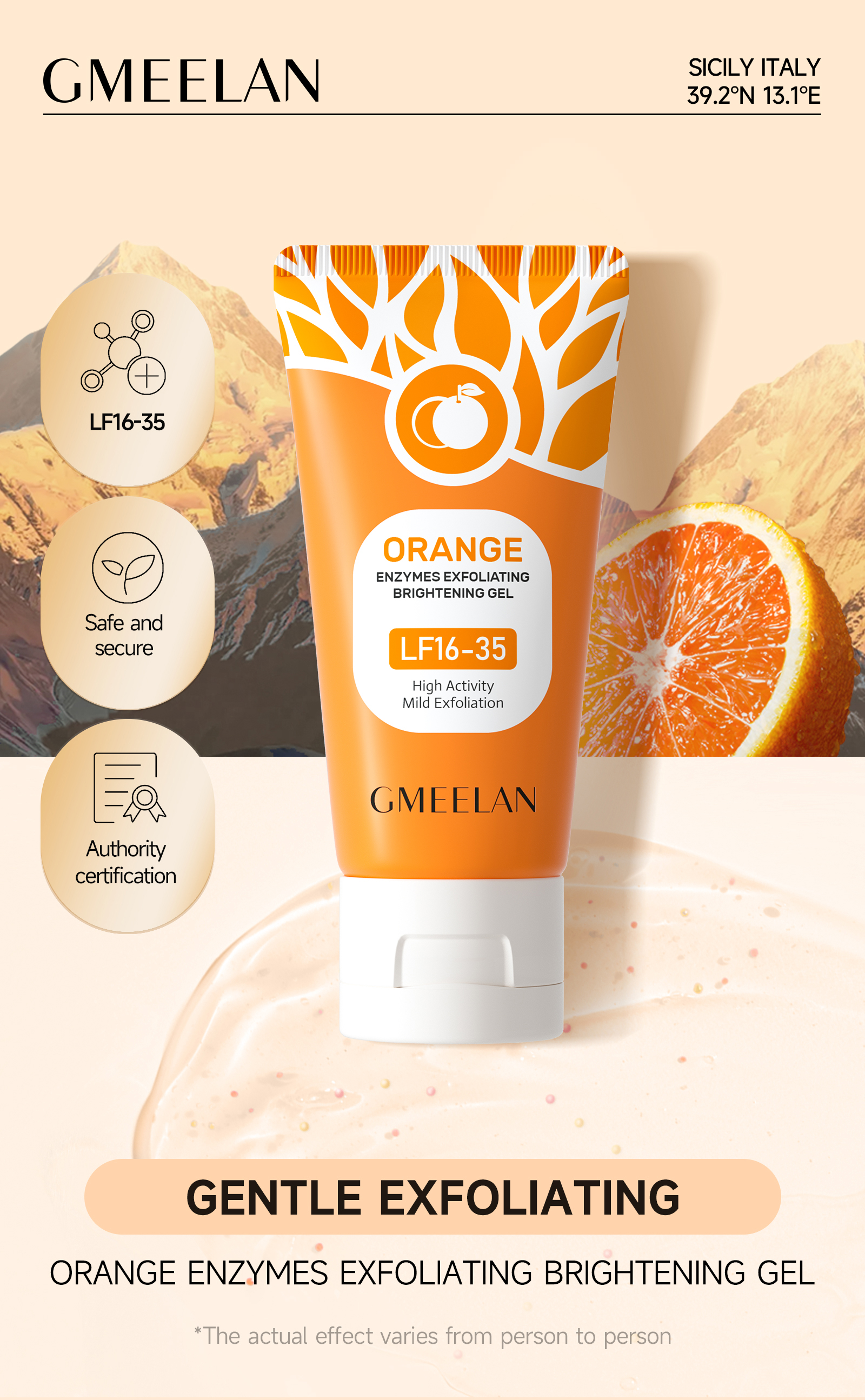 GMEELAN Orange Enzymes Exfoliate Brightening Gel Vitamin C Exfoliates ...