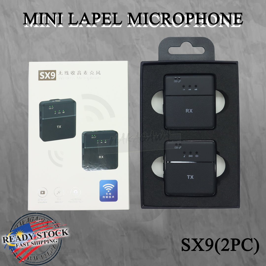 SX9 Wireless Microphone System - 2 Lavalier Mics + 1 Receiver For PC/iPhone/USB-C/Camera, 8-12hr Battery, 20m Range