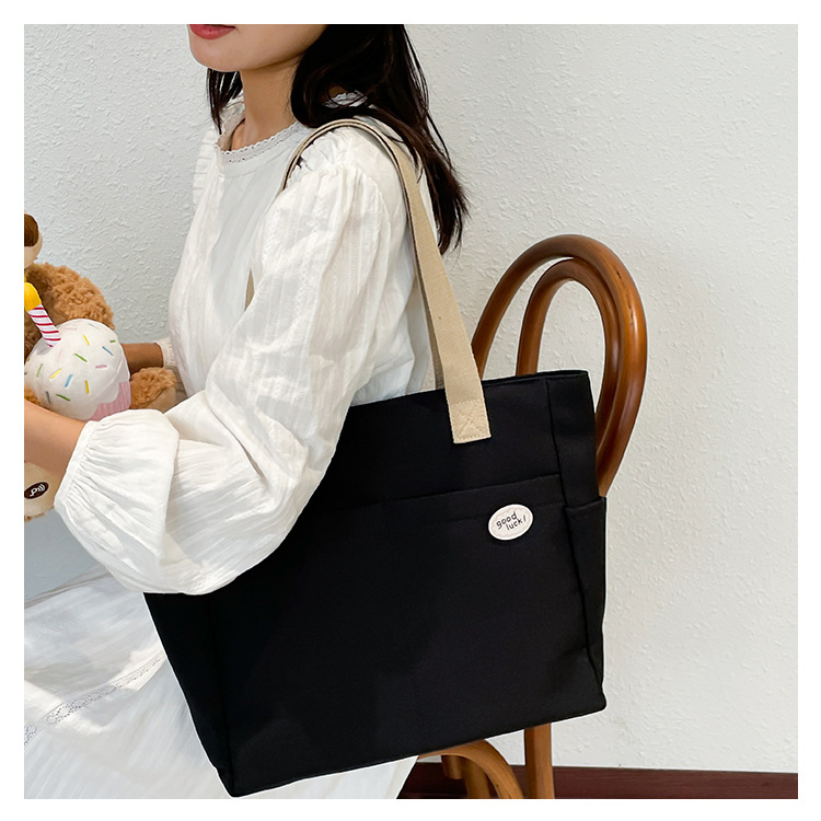 SIYDYRIT Aesthetic Canvas Tote Bag With Zipper - Large Cute Shoulder Bag For Work, School & Shopping