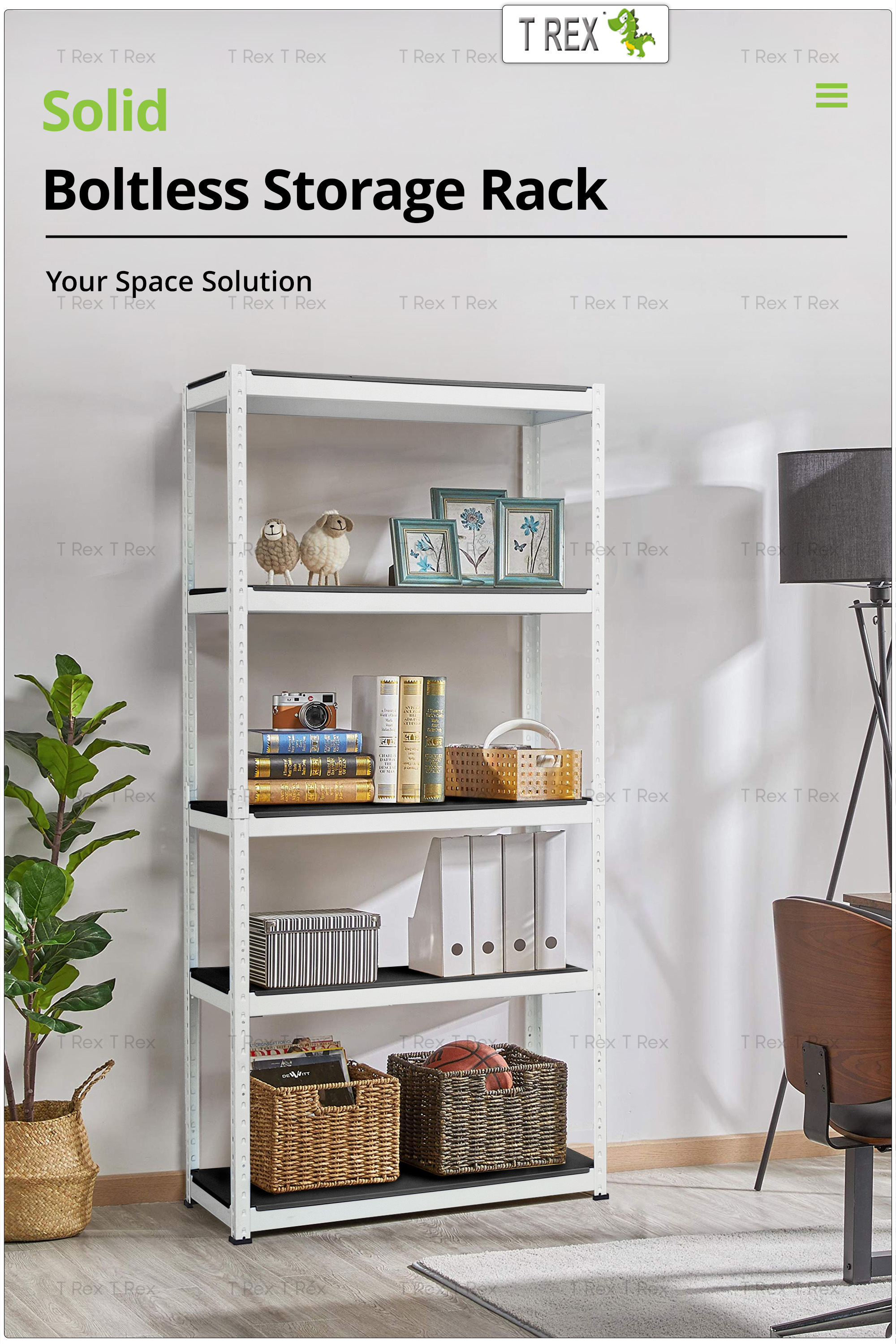 T Rex【潮品】Solid 5 Tier Metal Boltless Storage Rack / Display Rack ...