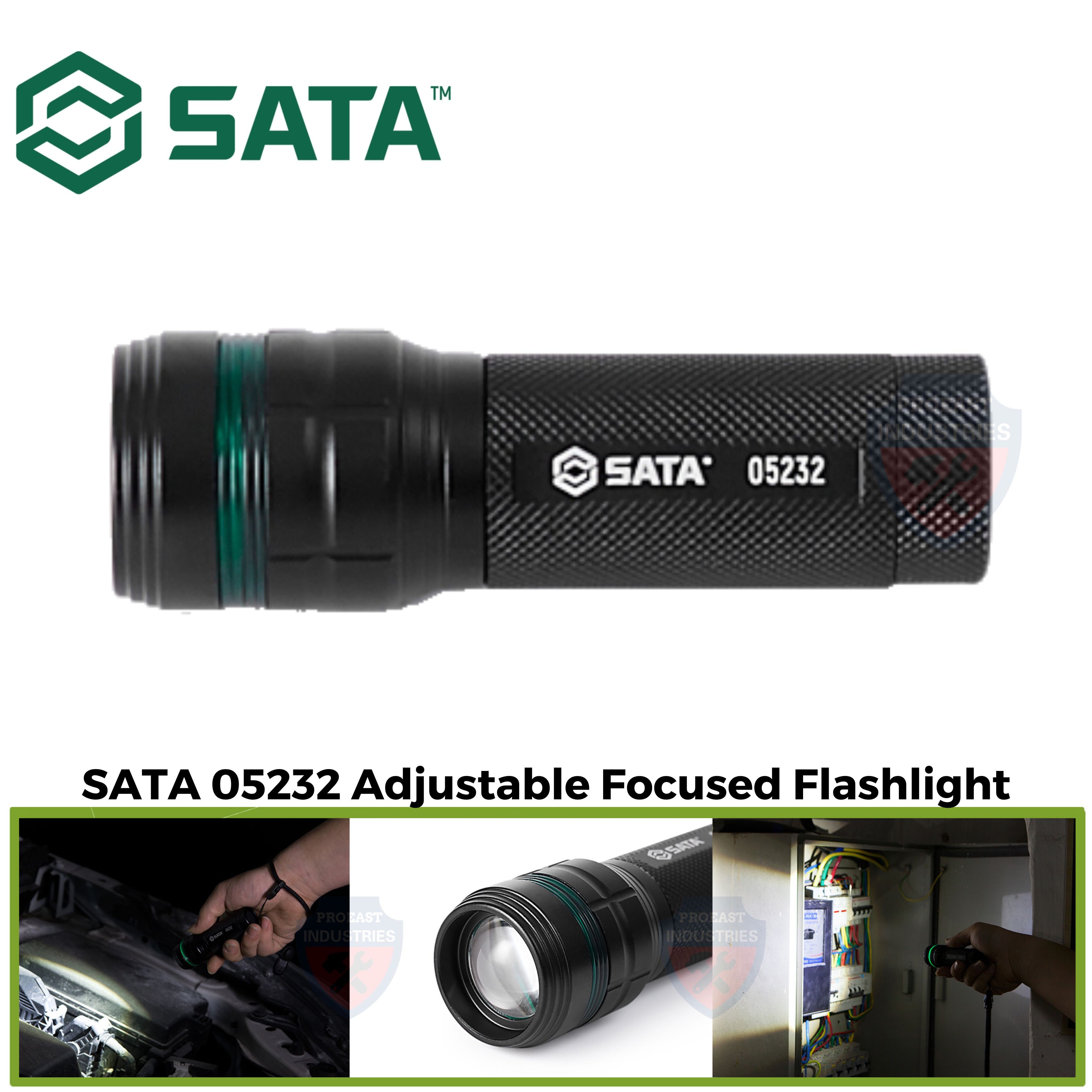 SATA 05232 Adjustable Focused Flashlight with 3 x AAA Batteries ...
