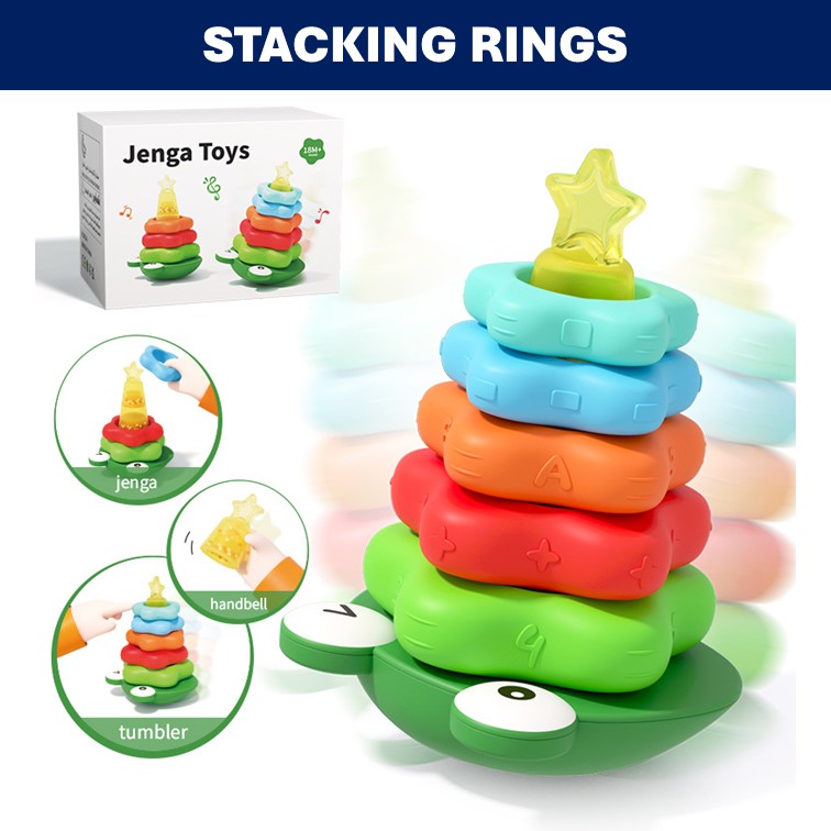Rainbow Stacking Ring Baby Toys 1 year Toddler Toy Mainan baby 6 bulan ...