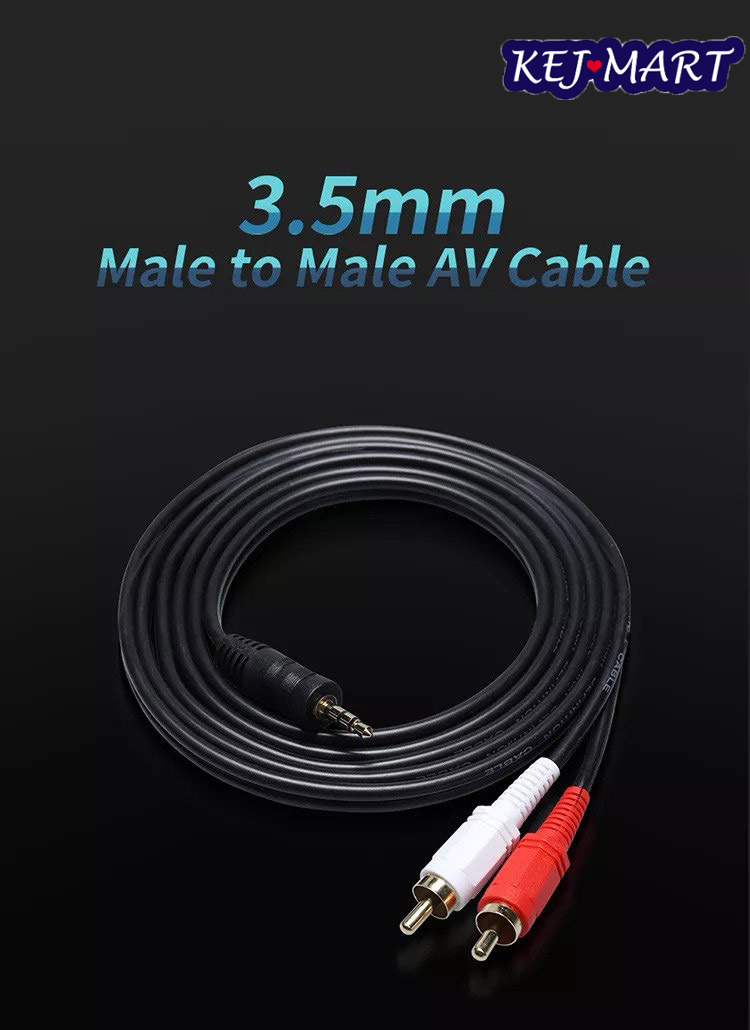 AUX RCA Cable 1.5M Gold-Plated 3.5mm Stereo Audio 2 RCA L/R Audio Cable ...